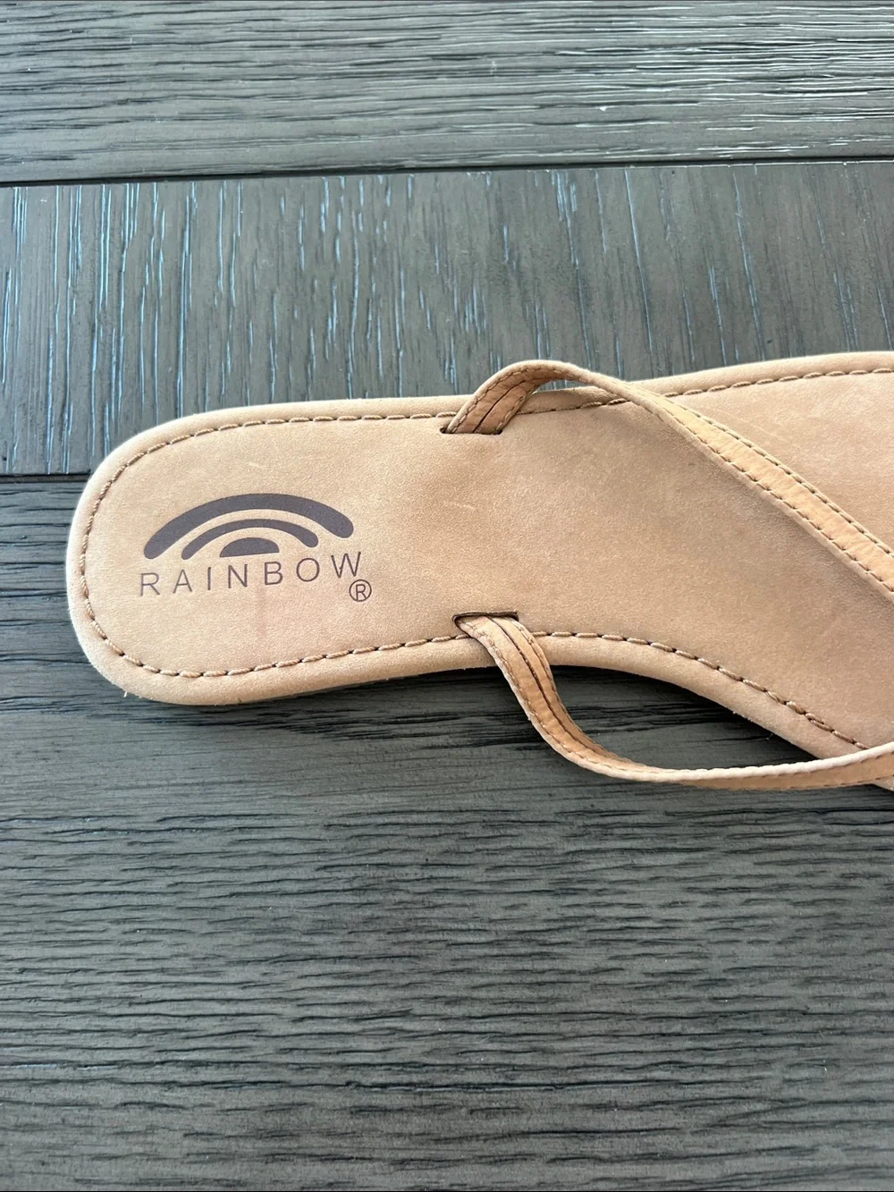 Rainbow Tan Suede Flip Flop Sandals NWT